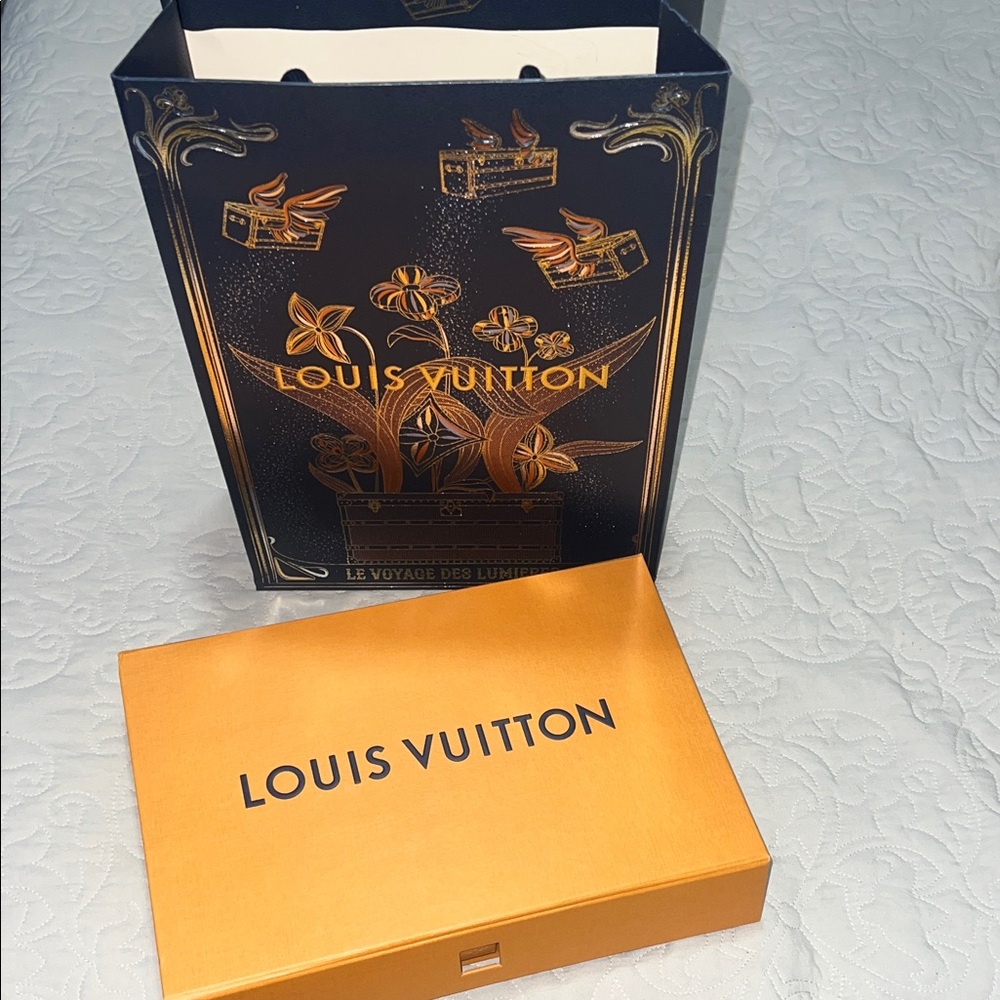 Louis Vuitton Gold Box and Black Bag Set